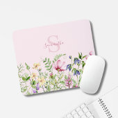 Roze Bloemen Wildflower gepersonaliseerd Muismat