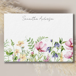 Roze Bloemen Wildflower Notitiekaartje