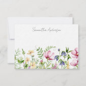 Roze Bloemen Wildflower Notitiekaartje (Voorkant)