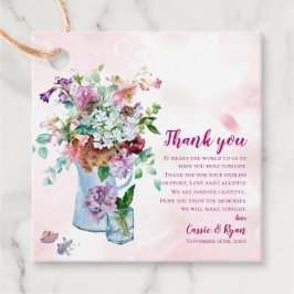 Roze Bloemen Wildflower Wedding Bedankt Bericht Bedankjes Labels