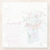 Roze Bloemen Wildflower Wedding Bedankt Bericht Glazen Onderzetter (Achterkant)