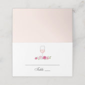 Roze bloemen. Wine Glass. Elegante rozen bruiloft Plaatskaartje (Buitenkant ongevouwen)