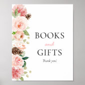 Roze Bloemen Winter Baby shower Boeken & Geschenke Poster (Voorkant)
