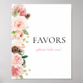 Roze Bloemen Winter Baby shower Favorieten Teken Poster (Voorkant)