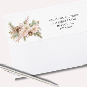 Roze Bloemen Winter Pine Retouradres Etiket