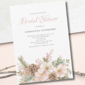 Roze Bloemen Winter Pine Vrijgezellenfeest Kaart