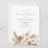 Roze Bloemen Winter Pine Vrijgezellenfeest Kaart (Voorkant)