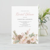 Roze Bloemen Winter Pine Vrijgezellenfeest Kaart (Staand voorkant)