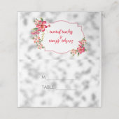 Roze bloemen, wit glas plaatskaartje (Buitenkant ongevouwen)