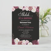Roze Bloemen Wit Goud Verrassing Pensioenfeest Kaart (Staand voorkant)