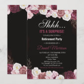 Roze Bloemen Wit Goud Verrassing Pensioenfeest Kaart (Voorkant / Achterkant)