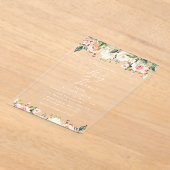 Roze bloemen, witte bloemen, Boho, Baby shower Acryl Uitnodigingen (Laagn)