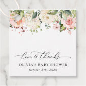 Roze bloemen, witte bloemen, Boho, Baby shower Bedankjes Labels (Voorkant)