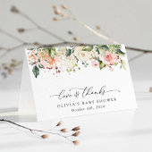 Roze bloemen, witte bloemen, Boho, Baby shower Bedankkaart