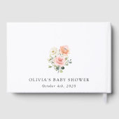 Roze bloemen, witte bloemen, Boho, Baby shower Gastenboek (Achterkant)
