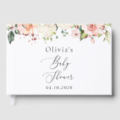 Roze bloemen, witte bloemen, Boho, Baby shower Gastenboek (Voorkant)