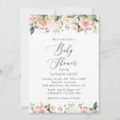 Roze bloemen, witte bloemen, Boho, Baby shower Kaart (Voorkant)