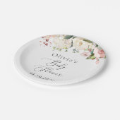 Roze bloemen, witte bloemen, Boho, Baby shower Papieren Bordje (Gekanteld)