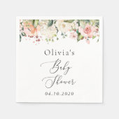 Roze bloemen, witte bloemen, Boho, Baby shower Servet (Voorkant)