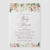 Roze bloemen, witte bloemen, Boho, Baby shower Vellum Uitnodigingen (Voorkant)