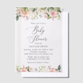 Roze bloemen, witte bloemen, Boho, Baby shower Vellum Uitnodigingen (Offset)