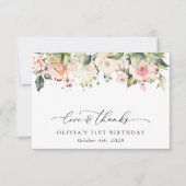 Roze bloemen, witte bloemen, Boho, Birthday Bedankkaart (Voorkant)