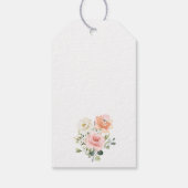 Roze Bloemen, Witte Bloemen, Boho, Bloemendoop Cadeaulabel (Achterkant)