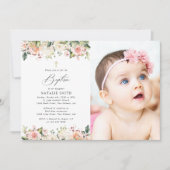 Roze Bloemen, Witte Bloemen, Boho, Bloemendoop Kaart (Voorkant)