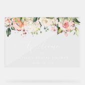 Roze bloemen, Witte bloemen, Boho, Bridal Welkom Acryl Bord (Voorkant)