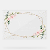 Roze bloemen, Witte bloemen, Boho, Bridal Welkom Acryl Bord (Voorkant)