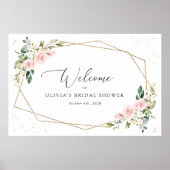 Roze bloemen, Witte bloemen, Boho, Bridal Welkom Poster (Voorkant)