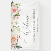 Roze bloemen, Witte bloemen, Boho, Bridal Welkom Spandoek (Verticaal)