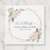 Roze Bloemen, Witte Bloemen, Boho, Bruidsfeest Bedankjes Labels (Voorkant)