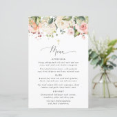 Roze Bloemen, Witte Bloemen, Boho, Doop Menu (Staand voorkant)