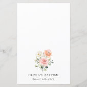 Roze Bloemen, Witte Bloemen, Boho, Doop Menu (Achterkant)