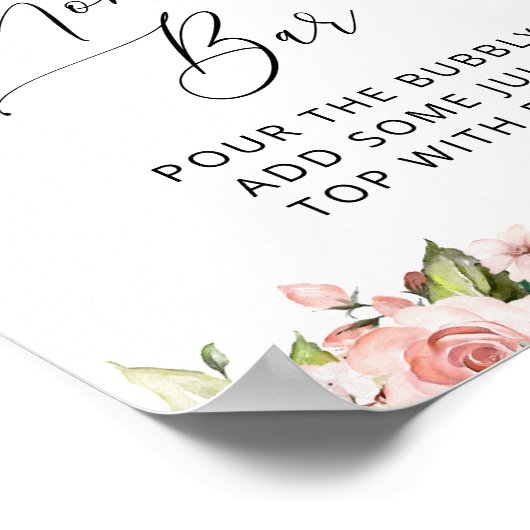 Roze bloemen, witte bloemen, Boho, Momosa Bar Poster (Hoek)