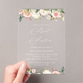 Roze Bloemen, Witte Bloemen, Boho, Sweet 16 Acryl Uitnodigingen (Insitu (Draagbaar))
