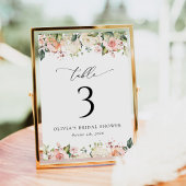Roze bloemen, witte bloemen, Boho, tabelnummers Kaart