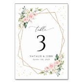 Roze bloemen, witte bloemen, Boho, tabelnummers Kaart (Voorkant)