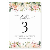 Roze bloemen, witte bloemen, Boho, tabelnummers Kaart (Achterkant)