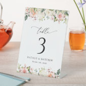 Roze bloemen, witte bloemen, Boho, tabelnummers Reclamebord Met Voetstuk (Insitu)