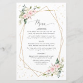 Roze Bloemen, Witte Bloemen, Boho, Trouwmenu (Voorkant)