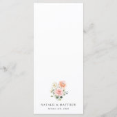 Roze Bloemen, Witte Bloemen, Boho, Trouwmenu Menu (Achterkant)