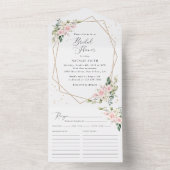 Roze bloemen, witte bloemen, Boho, Vrijgezellenfee All In One Uitnodiging (Binnen)