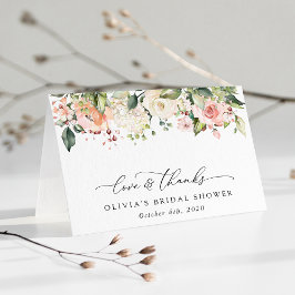 Roze bloemen, witte bloemen, Boho, Vrijgezellenfee Bedankkaart