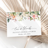 Roze bloemen, witte bloemen, Boho, Vrijgezellenfee Bedankkaart