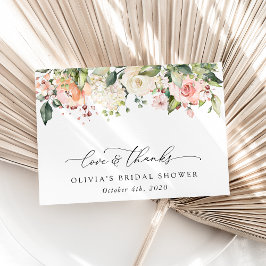 Roze bloemen, witte bloemen, Boho, Vrijgezellenfee Bedankkaart