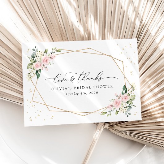 Roze bloemen, witte bloemen, Boho, Vrijgezellenfee Bedankkaart