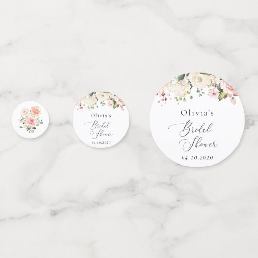 Roze bloemen, witte bloemen, Boho, Vrijgezellenfee Confetti (Achterkanten)