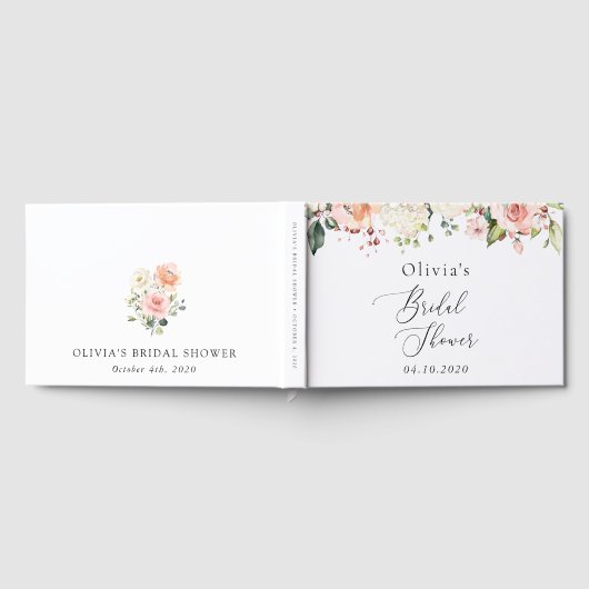 Roze bloemen, witte bloemen, Boho, Vrijgezellenfee Gastenboek (Volledig)